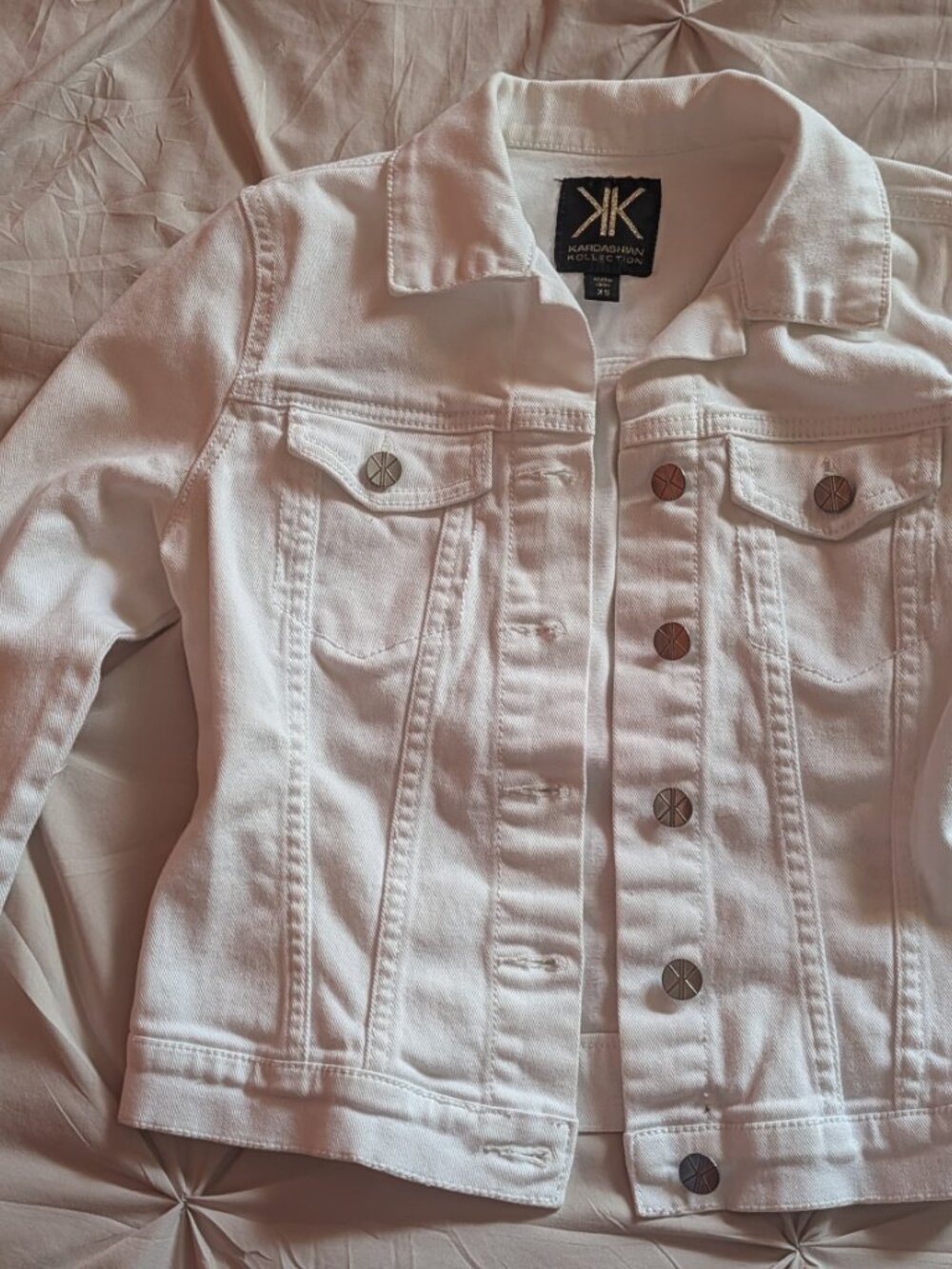 Khloe Kardashian White Denim Jacket